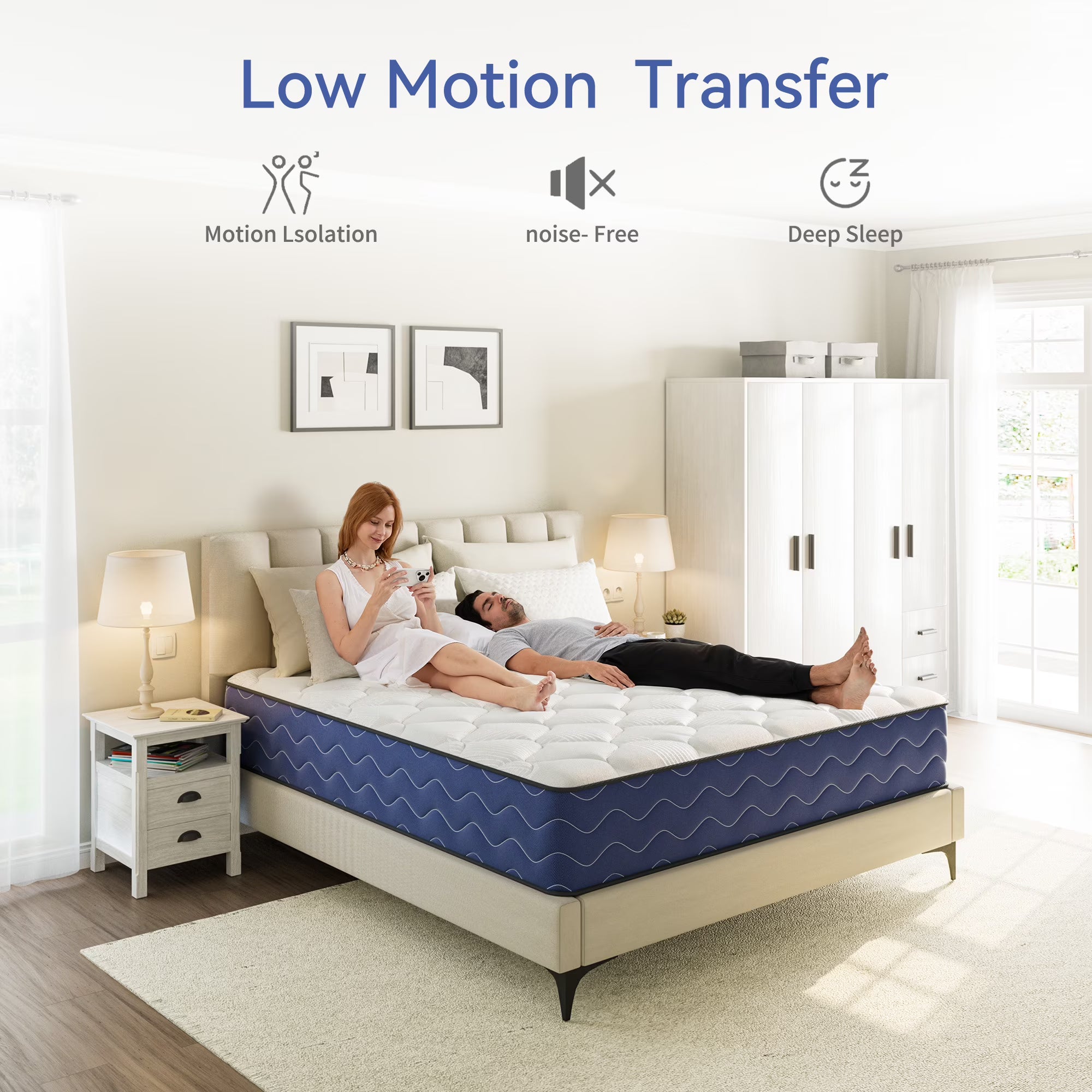 Babo Care King Mattress, 10 inch Cooling Memory Foam Mattress, Hybrid Firm Mattress in a Box, Pocket Spring, Pressure Relief, CertiPUR-US Certified