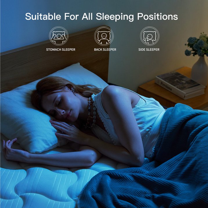 Babo Care Queen Mattress, 12 Inch Queen Hybrid Mattress in a Box, Anti-Static Fabric, Upgrade Individually Pocket Springs, Medium, Pressure Relief, Breathable Comfort, CertiPUR-US Certified
