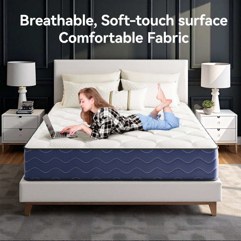 Babo Care Queen Mattress,12 Inch Hybrid Mattress,Memory Foam with Individually Pocket Springs,Firm Mattress in Box,CertiPUR-US,Anti-Static Fabric