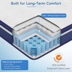Babo Care Full 10 inch Cooling Gel Memory Foam Hybrid Mattress with Individually Pocketed Coils, Medium Support, Motion Isolation, Mattress in a Box, CertiPUR-US Certified