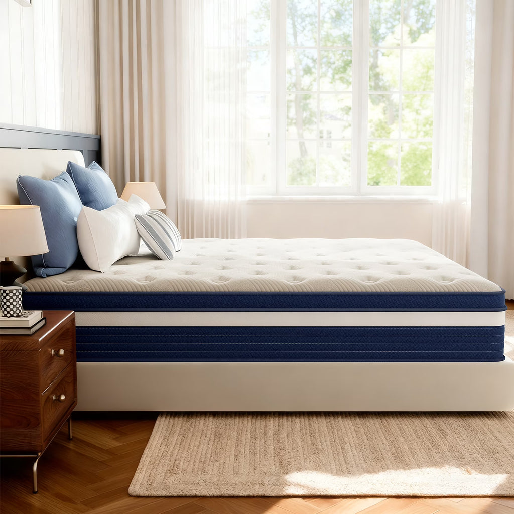 Babo Care Queen Mattress, 12 inch Medium Hybrid Mattress with Individually Pocketed Coils, Memory Foam Mattress, Spinal Support, Pressure Relief, Motion Isolation, Mattress in a Box