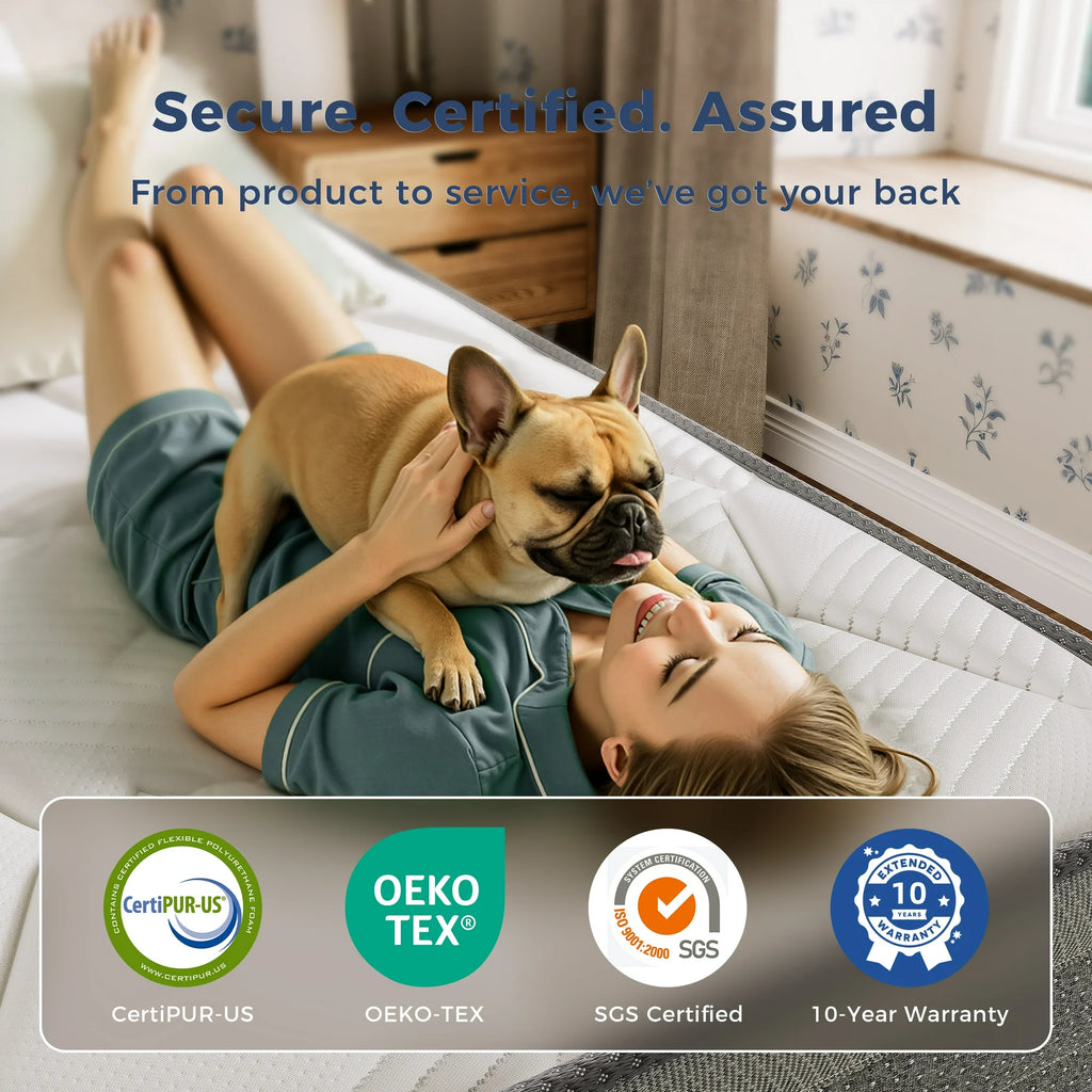 Babo Care Full Hybrid Mattress, Mattress in a Box, 12 inch Pocket Spring, Medium Support, Pressure Relief, CertiPUR-US Certified