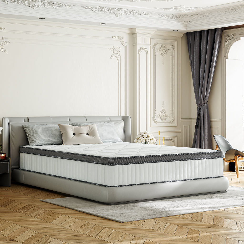 Babo Care Full Mattress, 10 inch Full Hybrid Mattress in a Box, Gel Memory Foam with Individually Wrapped Pocket Coils, Anti Pilling Fabric, Medium Firm, Pressure Relief, Cooling Sleep Support