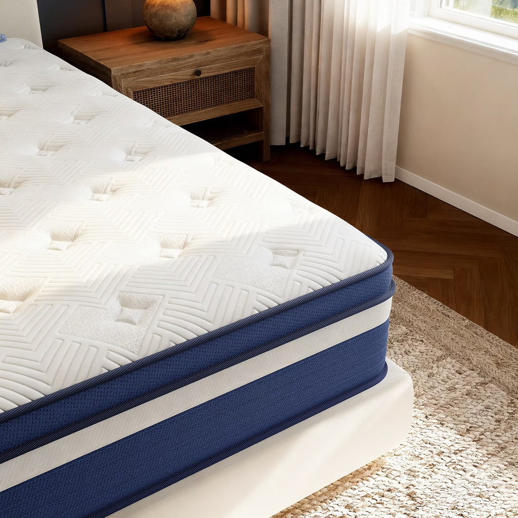 Babo Care Queen Mattress, 12 inch Medium Hybrid Mattress with Individually Pocketed Coils, Memory Foam Mattress, Spinal Support, Pressure Relief, Motion Isolation, Mattress in a Box