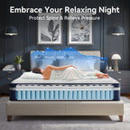 Babo Care Twin-XL 8 inch Cooling Gel Memory Foam Hybrid Mattress with Individually Pocketed Coils, Medium Support, Motion Isolation, Mattress in a Box, CertiPUR-US Certified