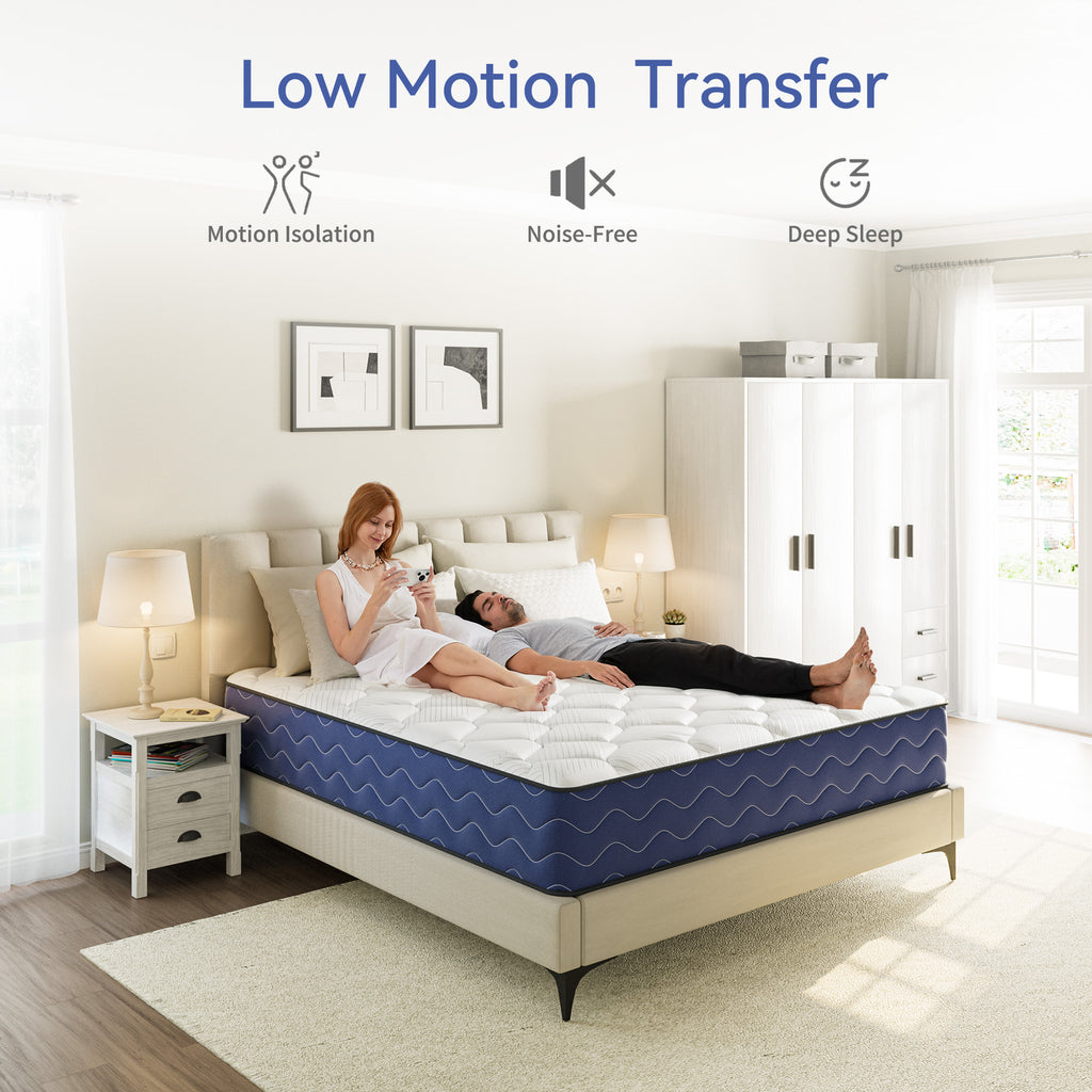 Babo Care Hybrid Queen Mattress, 12 inch Pocketed Coils & Memory Foam, Firm Support, Motion Isolation, Cool & Breathable, CertiPUR-US Certified