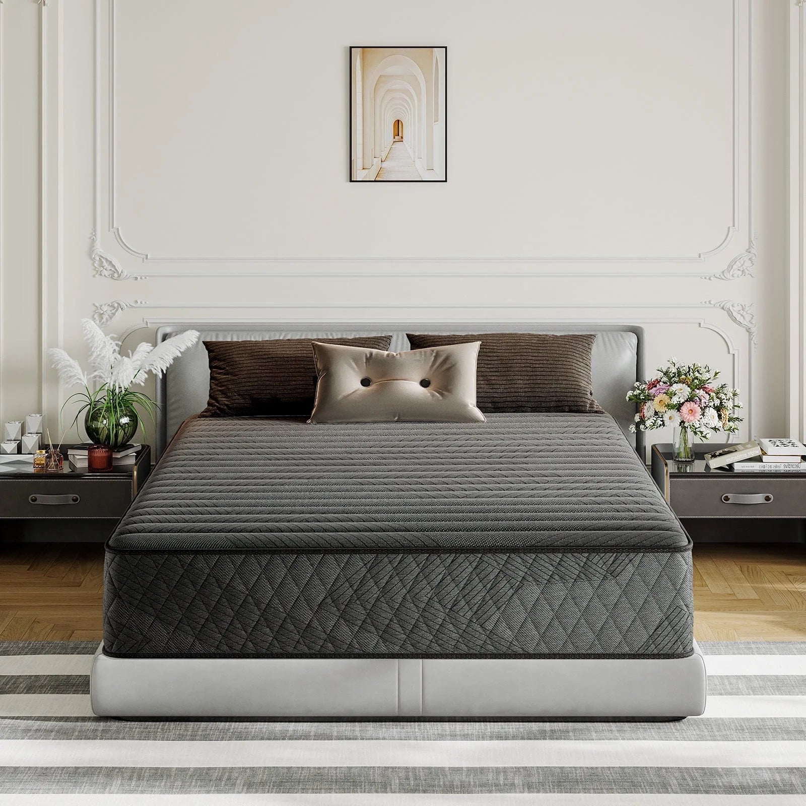 Babo Care 10 inch Twin-XL Size Mattress, Medium-Firm, Cooling Wave Foam, Hybrid Mattress in a Box, Pressure Relief, Pocketed Springs, Motion Isolation, CertiPUR-US Certified