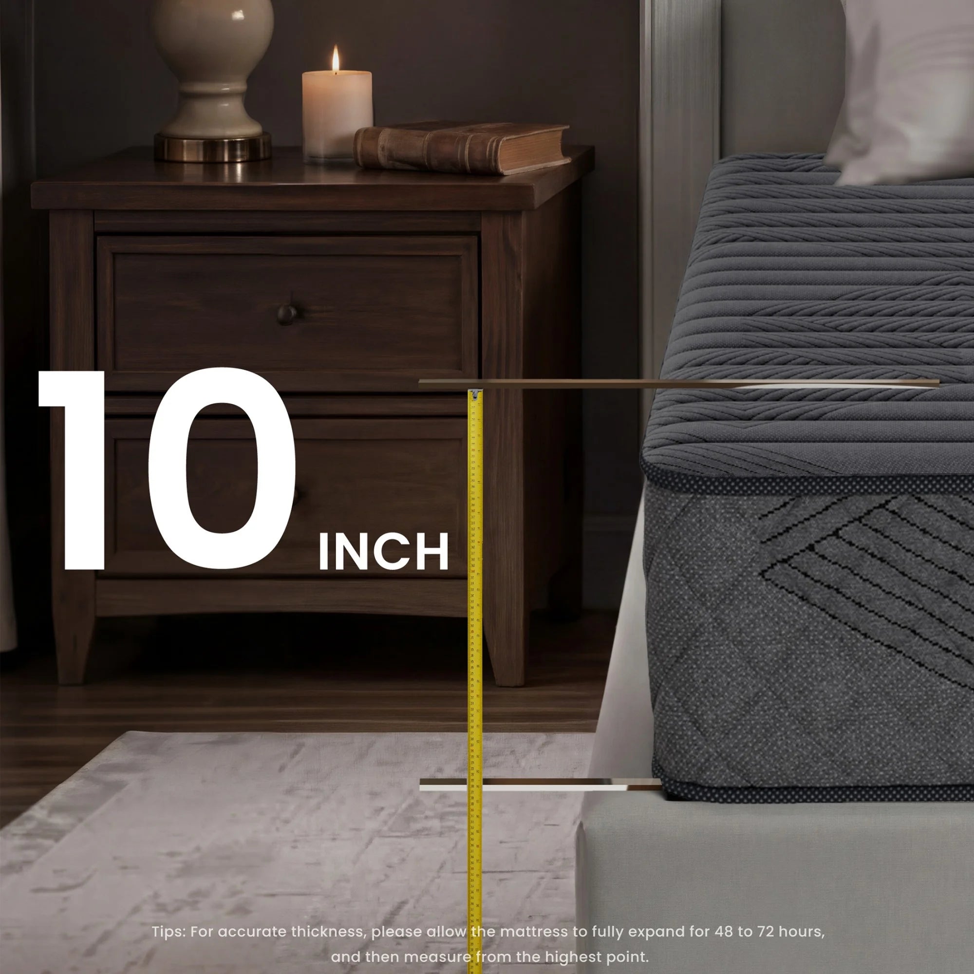 POSMOND King Mattress 10 inch Hybrid Mattress in a Box with Pocket Spring & Memory Foam, Medium Firm Mattresses for Back & Stomach Sleepers,CertiPUR-US Certified