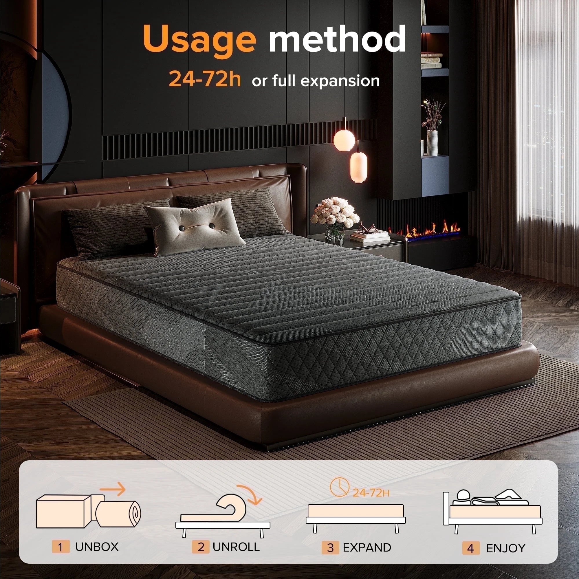 Babo Care Full Mattress, 10 inch Gel Memory Foam Hybrid Mattress for Comfort Sleep & Pressure Relief, Medium Firm, CertiPUR-US