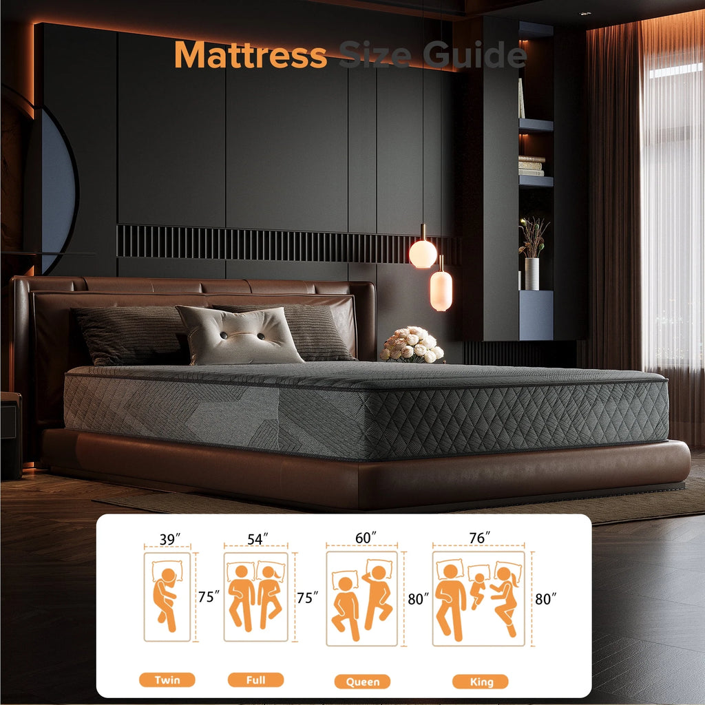 Babo Care Full Mattress, 10 inch Gel Memory Foam Hybrid Mattress for Comfort Sleep & Pressure Relief, Medium Firm, CertiPUR-US