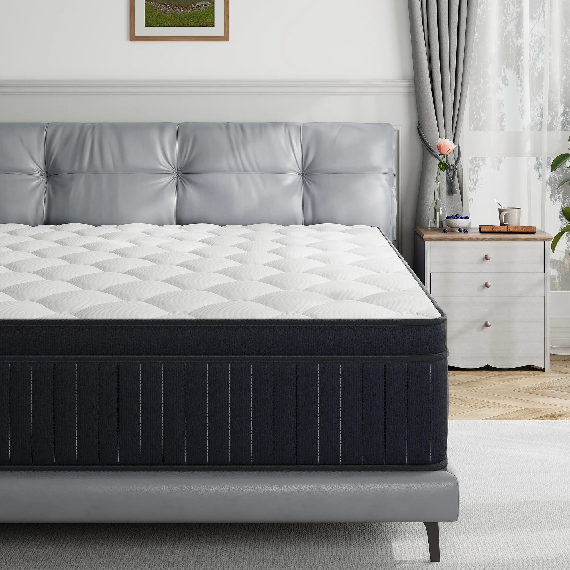 King Mattress,Babo Care 12 inch Cooling-Gel Memory Foam and Individually Pocket Innerspring Hybrid Mattress, King Bed Mattress in a Box, CertiPUR-US Certified, Medium King Size Mattress