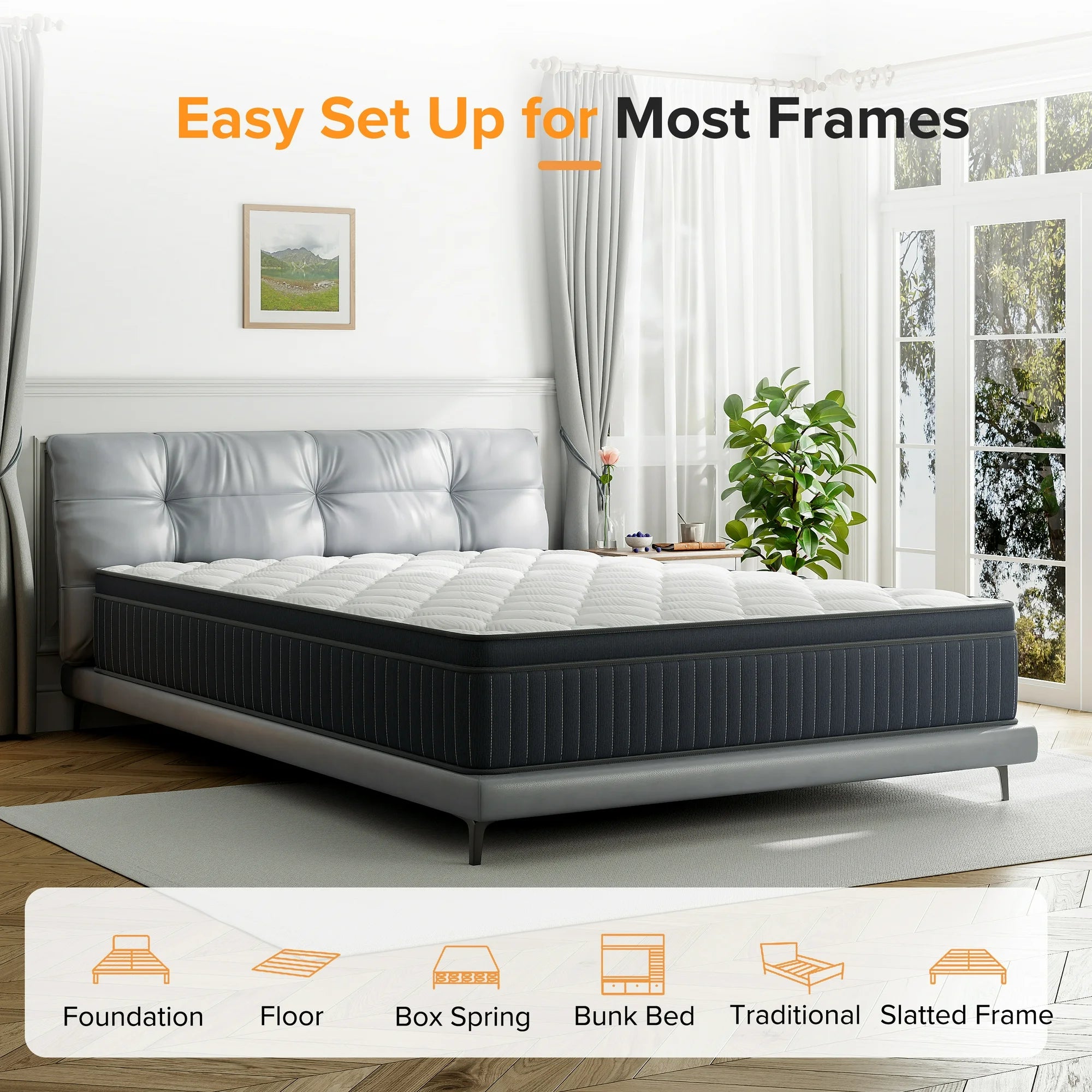 King Mattress,Babo Care 12 inch Cooling-Gel Memory Foam and Individually Pocket Innerspring Hybrid Mattress, King Bed Mattress in a Box, CertiPUR-US Certified, Medium King Size Mattress
