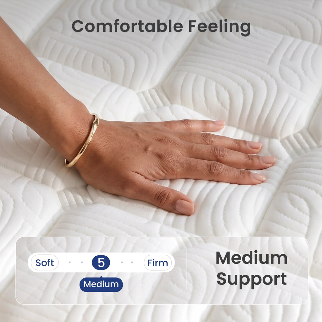 Babo Care Classic Hybrid 10" Queen Mattress - Medium - Memory Foam & Innerspring Coils - Cooling Top Layer - Pressure-Relief - Mattress in a Box