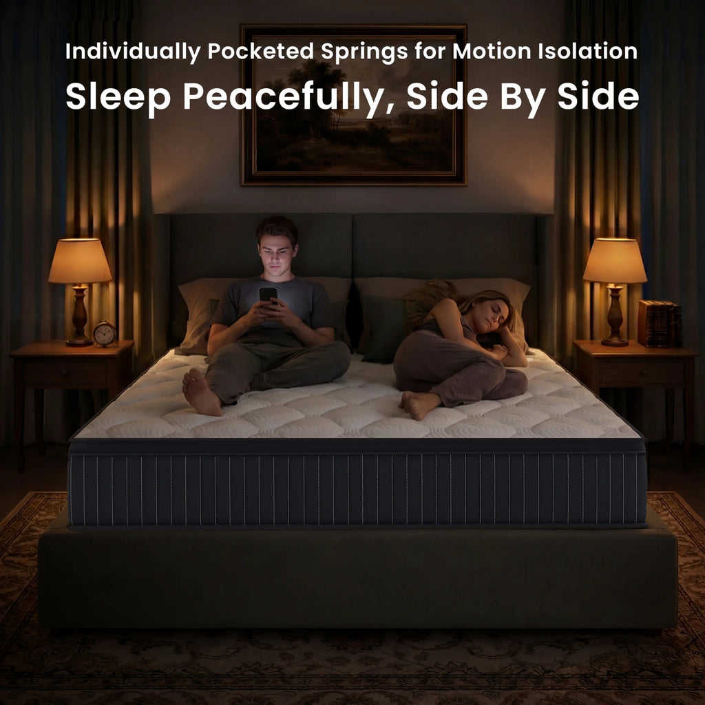 Babo Care Classic Hybrid 10" Queen Mattress - Medium - Memory Foam & Innerspring Coils - Cooling Top Layer - Pressure-Relief - Mattress in a Box