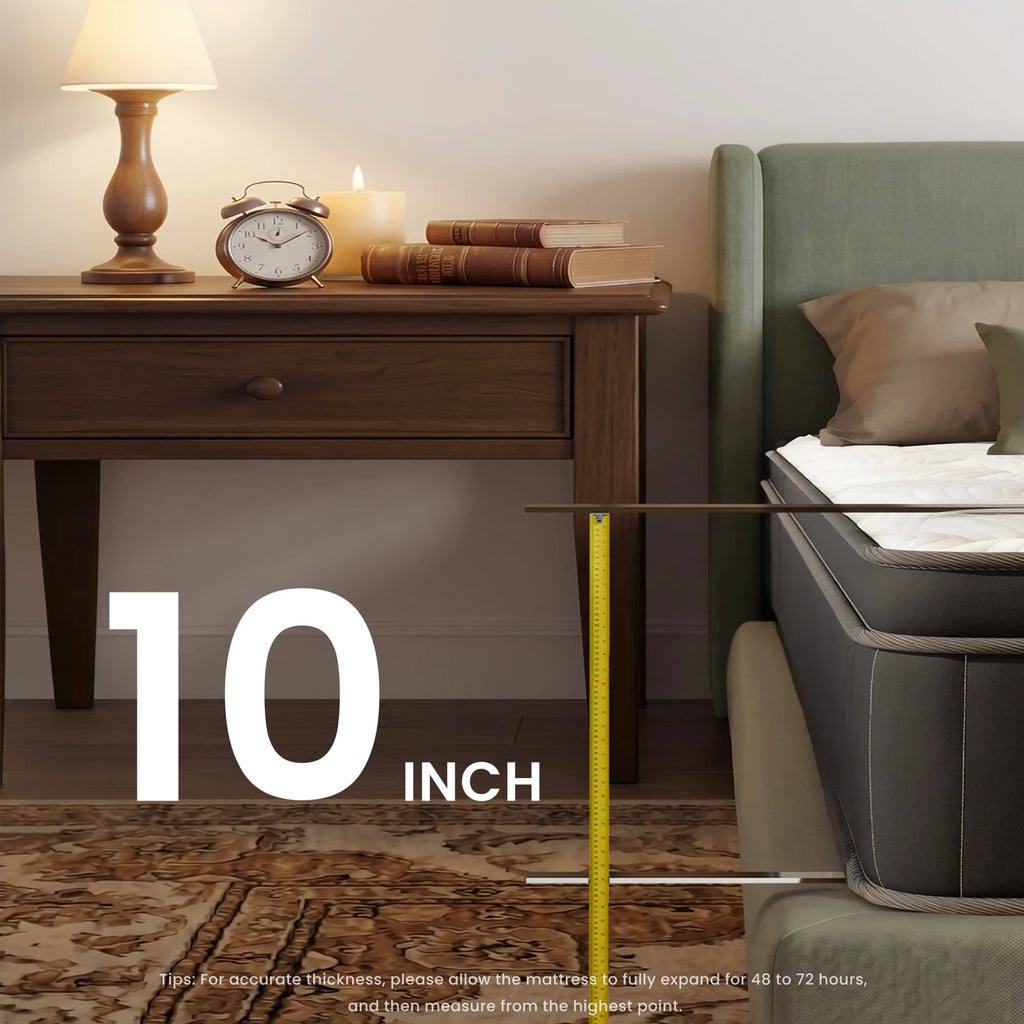 Babo Care Classic Hybrid 10" Queen Mattress - Medium - Memory Foam & Innerspring Coils - Cooling Top Layer - Pressure-Relief - Mattress in a Box