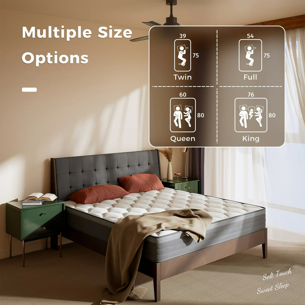 Babo Care 12 inch Queen Mattress, Memory Foam Mattress, Hybrid Mattress with Pocket Spring for Cool Sleep & Pressure Relief, Motion Isolation, Medium, Mattress in a Box, CertiPUR-US