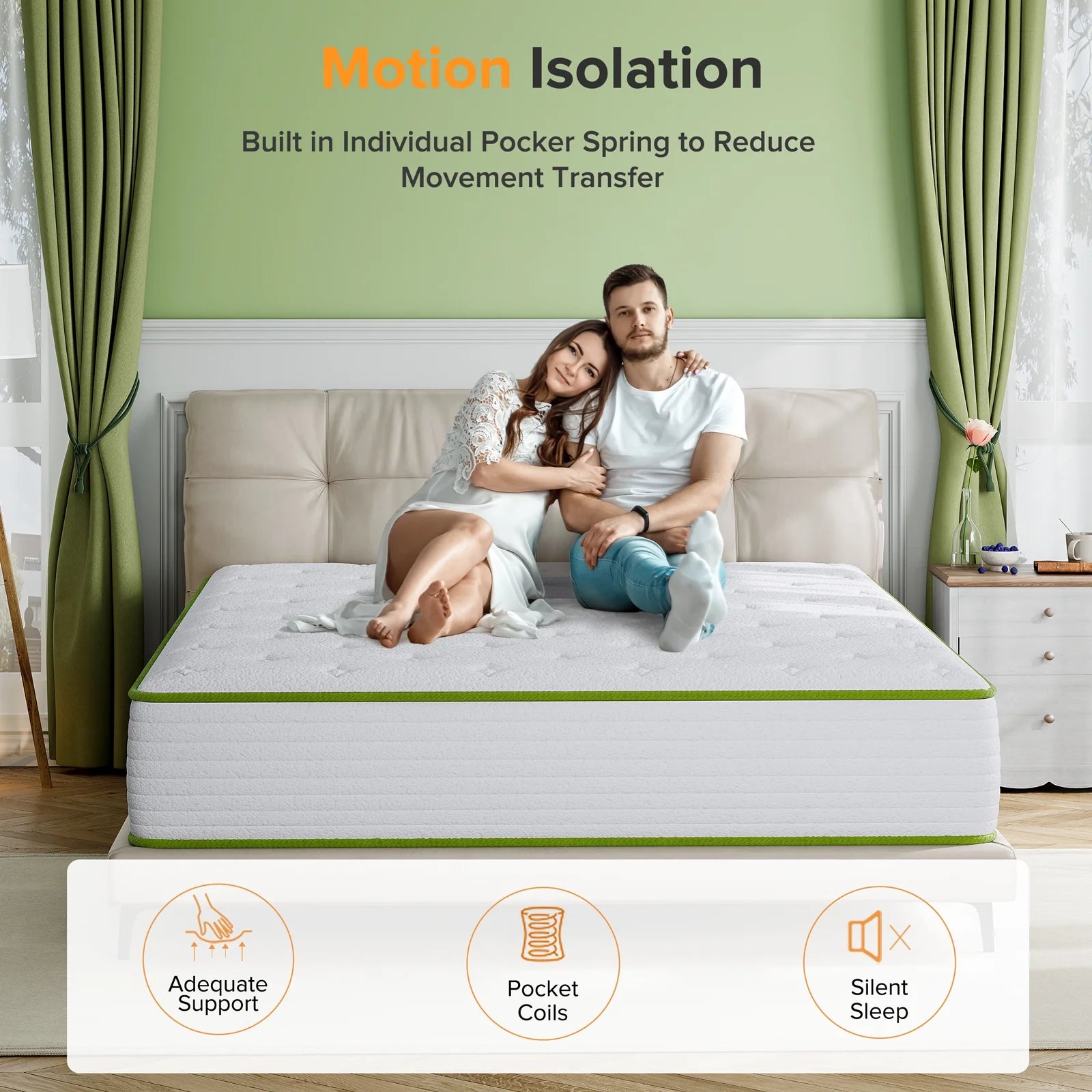 Babo Care 10 inch King Hybrid Mattress, Medium Firm , Motion Isolation, CertiPUR-US Certified, Bed-in-a-Box