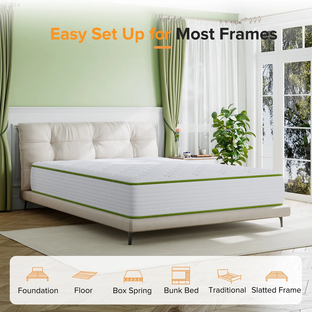 Babo Care 10 inch King Hybrid Mattress, Medium Firm , Motion Isolation, CertiPUR-US Certified, Bed-in-a-Box
