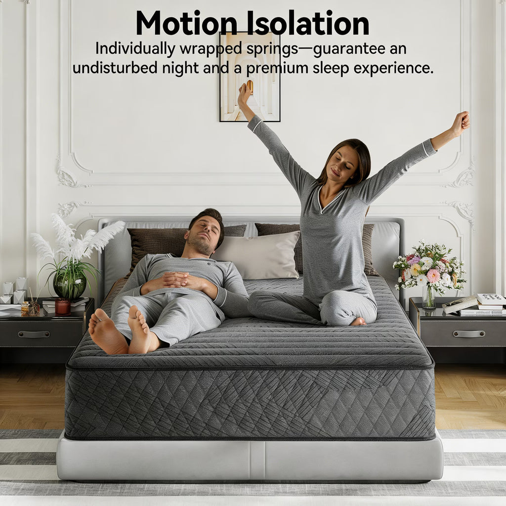 Babo Care 10 inch Full Size Mattress, Medium-Firm, Cooling Wave Foam, Hybrid Mattress in a Box, Pressure Relief, Pocketed Springs, Motion Isolation, CertiPUR-US Certified
