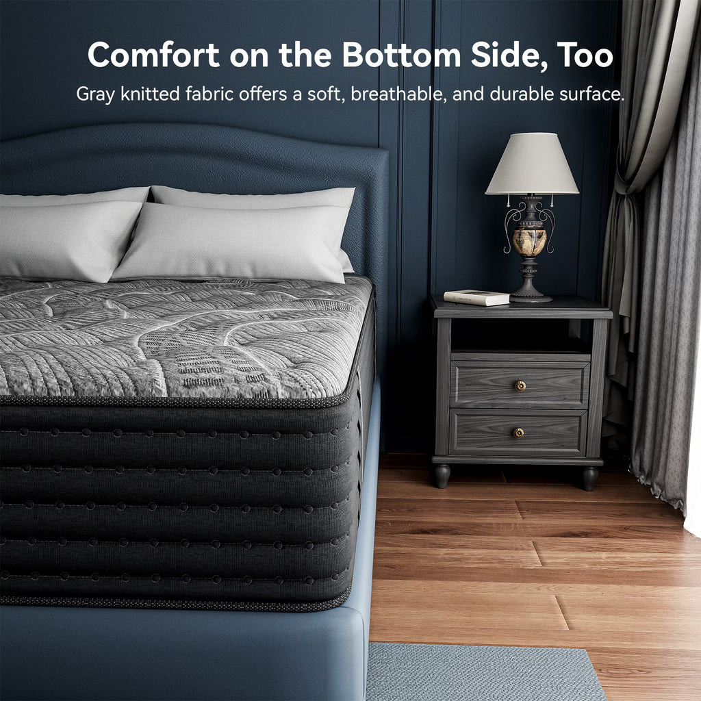 Babo Care Cal King Size Hybrid Mattress,14 Inch Double Sided with Cooling Gel Memory Foam and Pocket Spring Mattress in a Box, Motion Isolation & Pressure Relief,CertiPUR-US