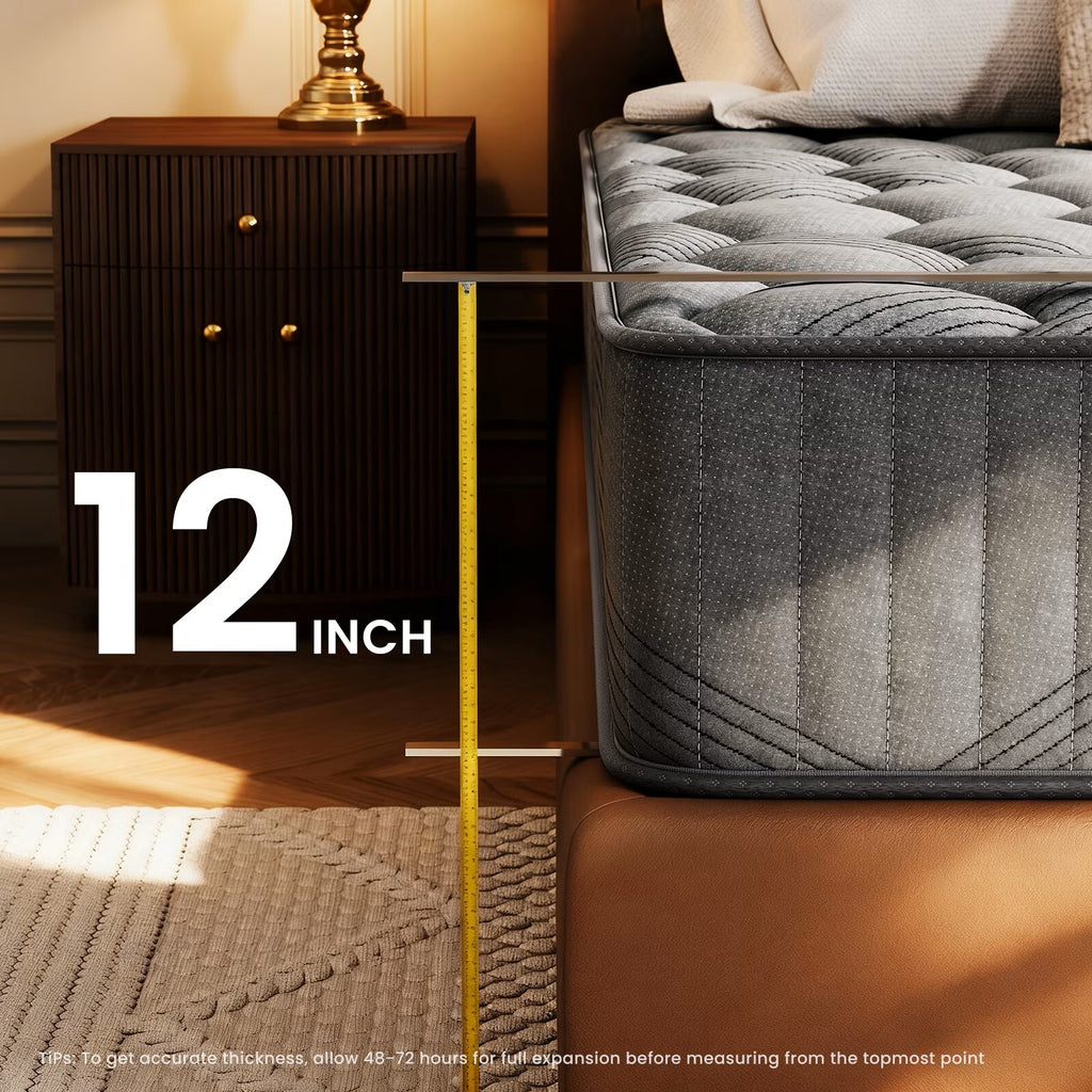 Babo Care Full Hybrid Mattress, 12 inch Cooling-Gel Memory Foam and Individually Pocket Innerspring Mattress, CertiPUR-US Certified,Full Size Mattress